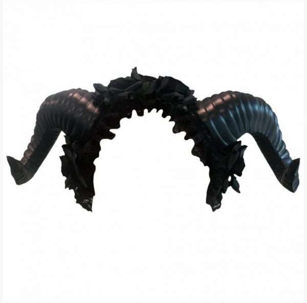 Black Pan Labyrinth Horns Curly Satyr Baal Ram Antler Costume Lilith Halloween - Image 3