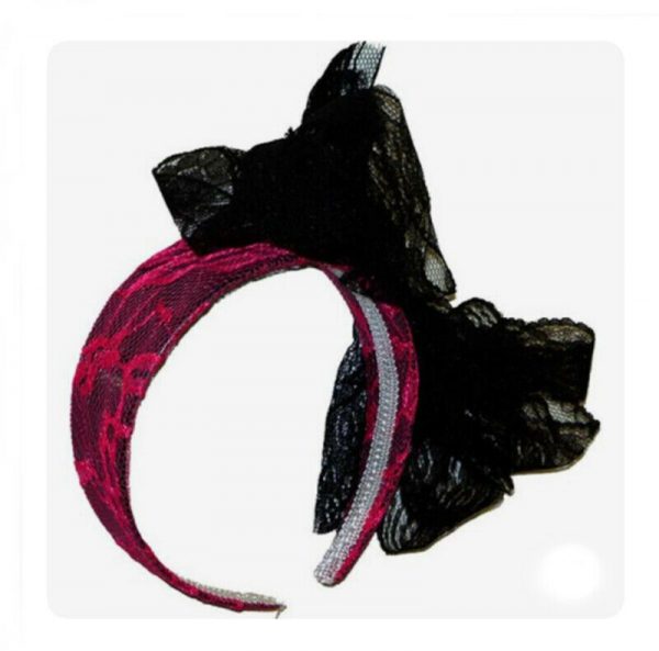 Black Pink 80's Headband Lace 1980's Pop Star Madonna Costume Fancy Dress Retro - Image 3