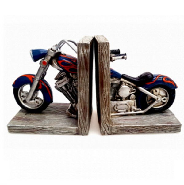 Blue Frame Motorcycle Bookend for Men Bike Lovers Dads Fathers Day Gift Idea