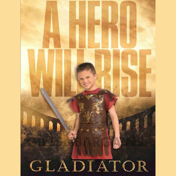 Boys Gladiator Costume Medieval Warrior Child Historical Soldier M/L FREE SWORD - Image 3