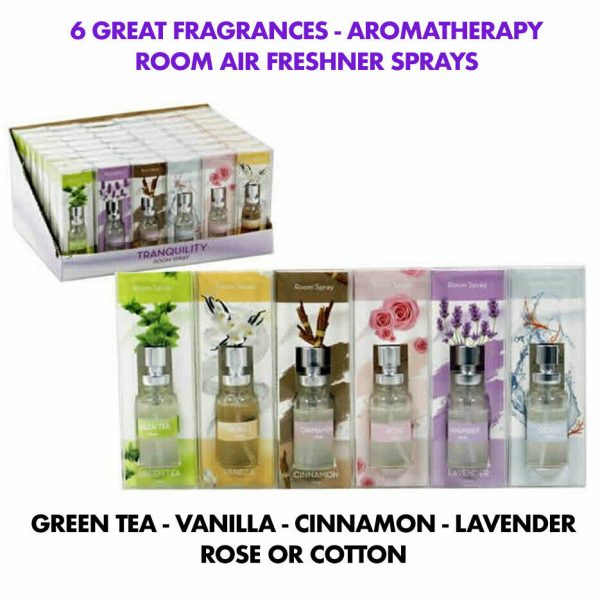 CHRISTMAS GIFT SCENT SPRAYS 6 X MIXED TRANQUILITY ROOM AIR FRESHNER MIST 10ML