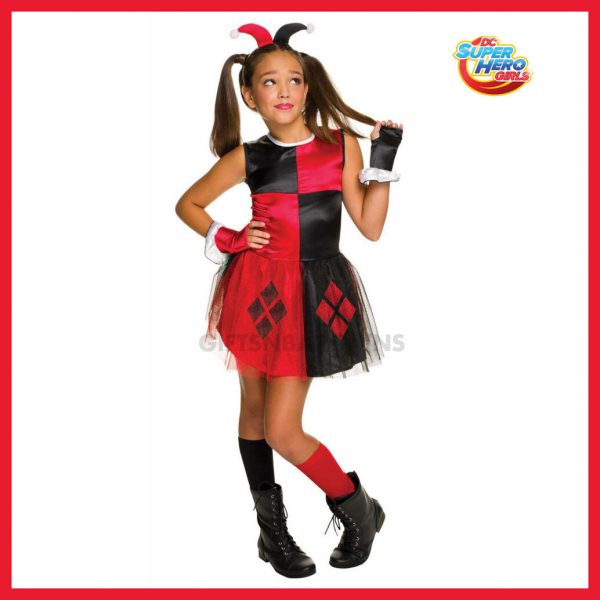 DC Superhero Harley Quinn Girls Costume Fancy Dress S: L 9-12 Kids Harleyquinn