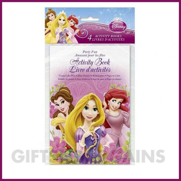 Disney Princess Activity Books Girls Birthday Party Favours (4 Pack) Loot Filler