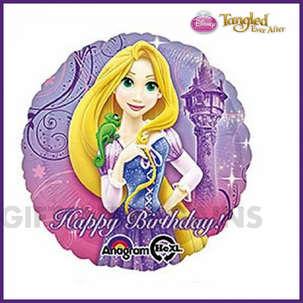 Disney Princess Tangled Rapunzel Happy Birthday 18" Foil Balloon Purple Round