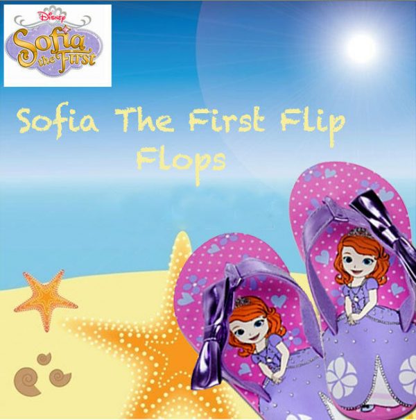 Disney Store Girl Sofia the First Sandal Flip Flops Beach Thong Slipper 5-6/7-8