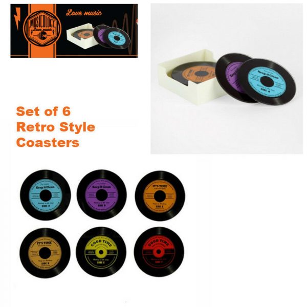 Fathers Day Gift Adult Retro Glass Coasters Music Vinyl Record Set Men Novelty