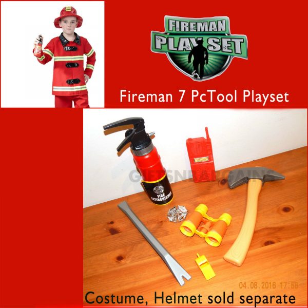 Fireman Role Play Tool Set Boy Toy Xmas Gift Fire Station Rescue Game 7 Pc Kid - Image 3