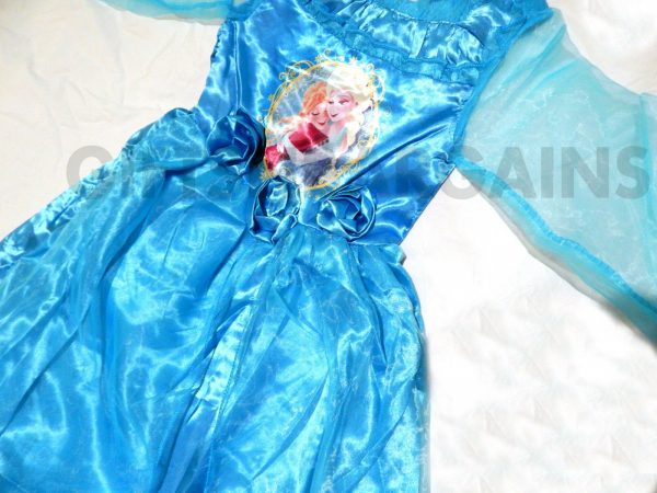 Frozen Sisters Elsa Anna Princess Satin Dress Blue Sleep Nightgown 2-9 Child - Image 3