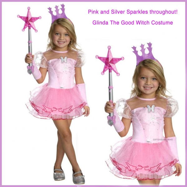 GLINDA GOOD FAIRY COSTUME TUTU WITCH OZ TIARA GLOVES DRESS XMAS PARTY ANGEL PNK