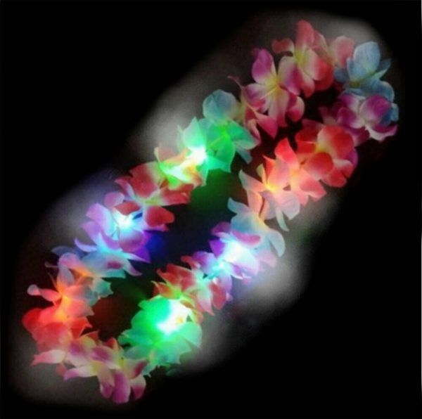 Hawaii Island Party LED Light-up colour Lei Luau Flashing Flower Garland Hula