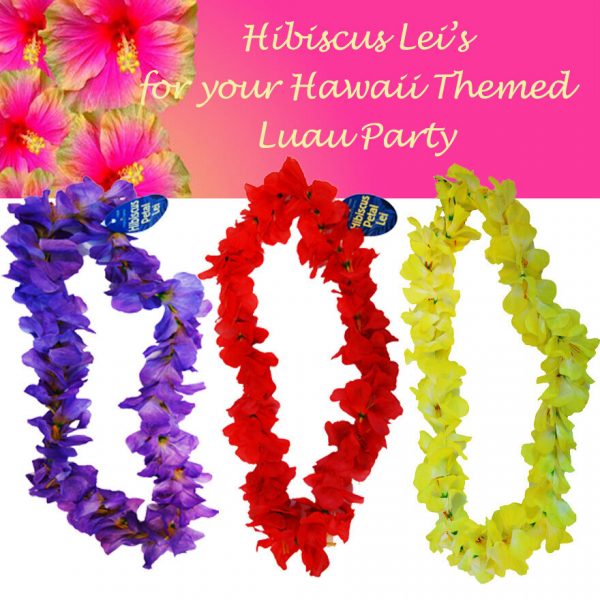 Hibiscus Petal Lei Hawaiian Dress Floral Garland Purple, Red, Yellow Luau Party