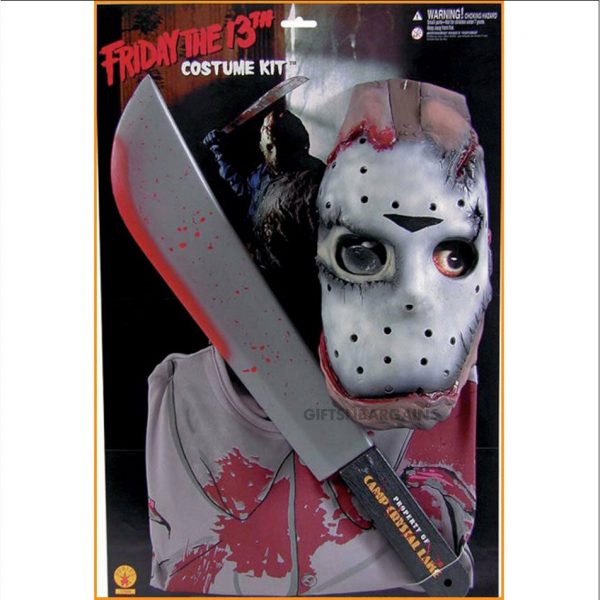 JASON ADULT MENS COSTUME KIT FRIDAY THE 13TH MASK SHIRT MACHETE HALLOWEEN HORROR - Image 3