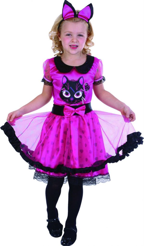 Lil Miss Kitty Halloween Pink Cat Witch Costume S:S(6)/M(8) Girls Fancy Dress - Image 4