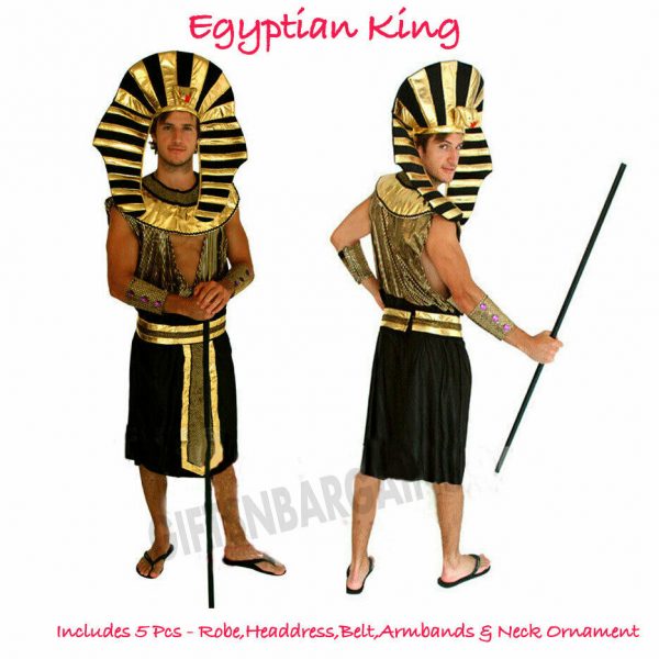 Mens Egyptian King Pharaoh Costume Historical Fancy Dress Tutankhamun Adult Std - Image 3