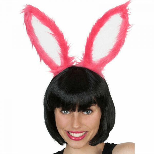 Pink Plush Large Bunny Ears with Netting Easter Rabbit Dress Fancy Dress Adult