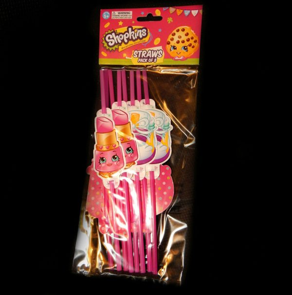 SHOPKINS BIRTHDAY PARTY SUPPLIES FAVOURS PLASTIC DRINKING STRAWS (PACK OF 8) - Image 5