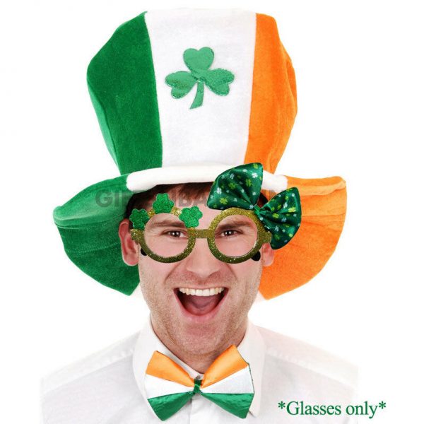 St Patricks Day Green Shamrock Glasses Green Gold Glitter Bow Adult Irish Paddy - Image 3