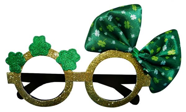 St Patricks Day Green Shamrock Glasses Green Gold Glitter Bow Adult Irish Paddy - Image 5