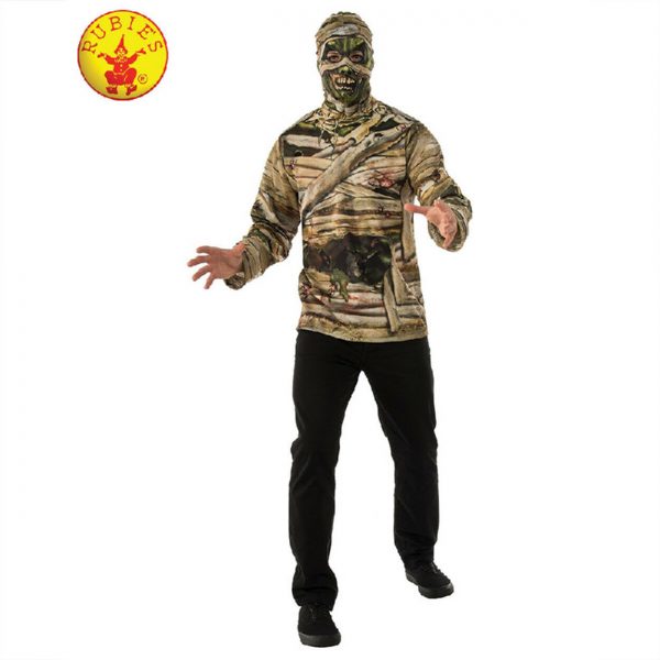 Undead Mummy Costume Adult Halloween Monster Crypt Costume Men TShirt Mask Zombi - Image 3