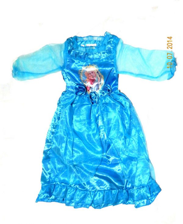 Frozen Sisters Elsa Anna Princess Satin Dress Blue Sleep Nightgown 2-9 Child - Image 7