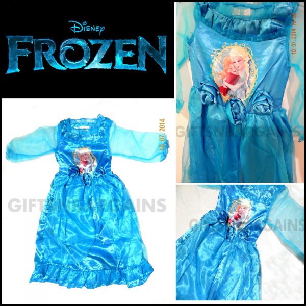 Frozen Sisters Elsa Anna Princess Satin Dress Blue Sleep Nightgown 2-9 Child - Image 6