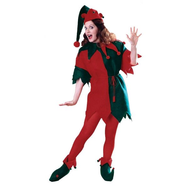 Women Elf Complete Costume Set Christmas Adult Santa Helper Green Red Christmas - Image 3