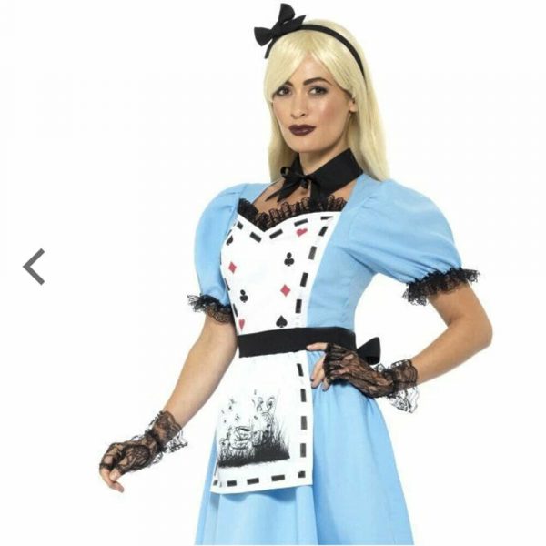 ALICE IN WONDERLAND DARK TEA PARTY COSTUME DELUXE ADULT HALLOWEEN FANCY DRESS - Image 4