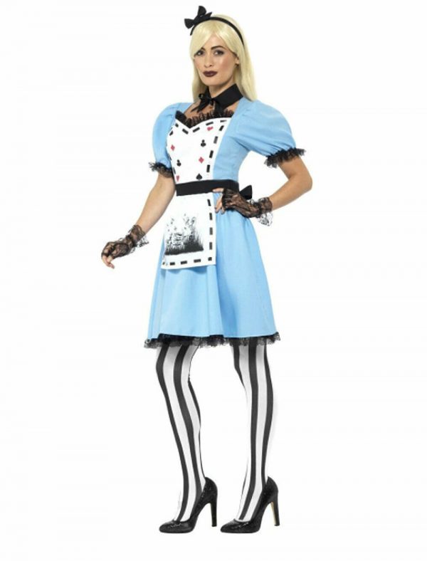 ALICE IN WONDERLAND DARK TEA PARTY COSTUME DELUXE ADULT HALLOWEEN FANCY DRESS - Image 5