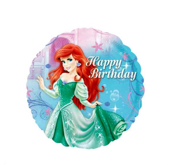 ARIEL THE LITTLE MERMAID HAPPY BIRTHDAY PARTY FOIL BALLOON 18″ ROUND ANAGRAM - Image 3