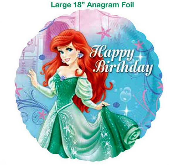 ARIEL THE LITTLE MERMAID HAPPY BIRTHDAY PARTY FOIL BALLOON 18″ ROUND ANAGRAM