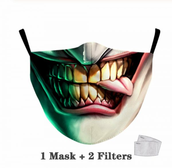 Adult Washable Reusable CottonFace Mask & Filter Joker Vendetta Cat Stitch Mouth - Image 3