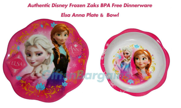 Disney Frozen Plate w Cereal Bowl BPA Free Zaks Melamine Feeding Baby Utensil