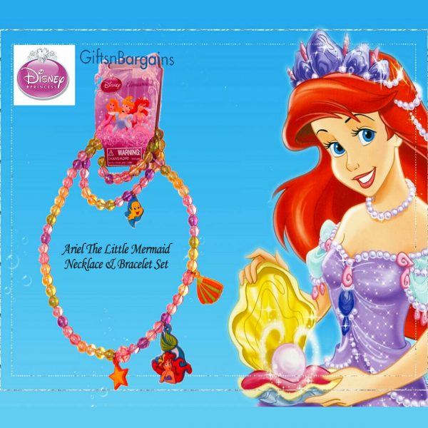 Disney Princess Ariel Mermaid Necklace Chain+ Bracelet Girl CHRISTMAS Gift Set - Image 4