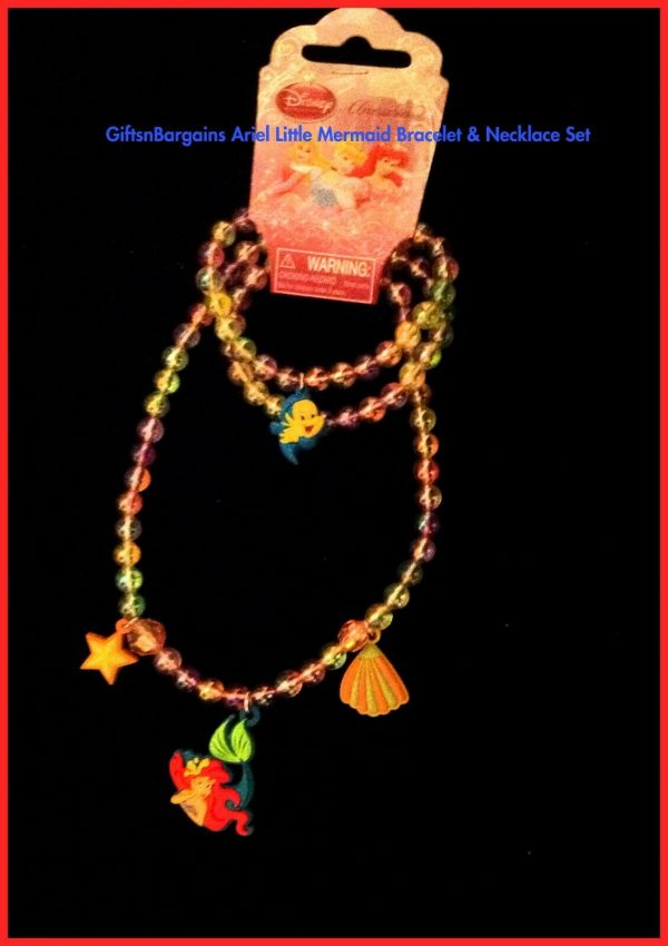 Disney Princess Ariel Mermaid Necklace Chain+ Bracelet Girl CHRISTMAS Gift Set - Image 6