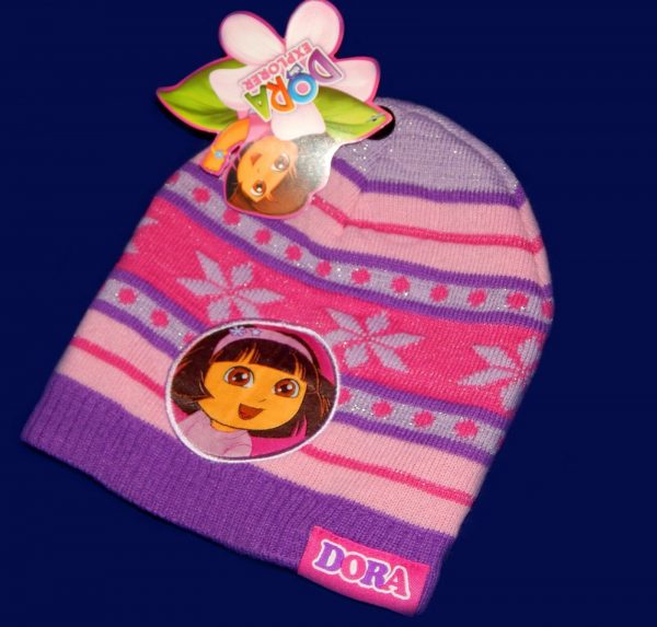 Dora Barbie or Mr Men Little Miss Girls Beanies Kids Character Double Knit Caps - Image 11