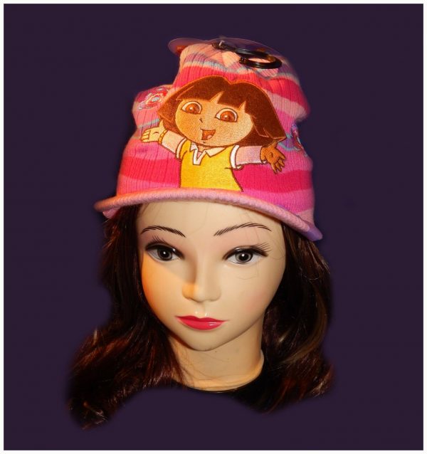 Dora Barbie or Mr Men Little Miss Girls Beanies Kids Character Double Knit Caps - Image 13