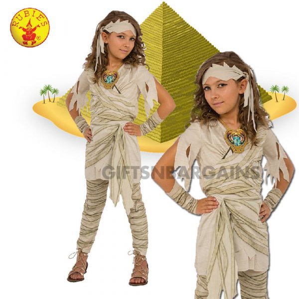 Egyptian Mummy Costume Zombie Girls Fancy Dress Halloween Dead Sphinx Crypt  M/L