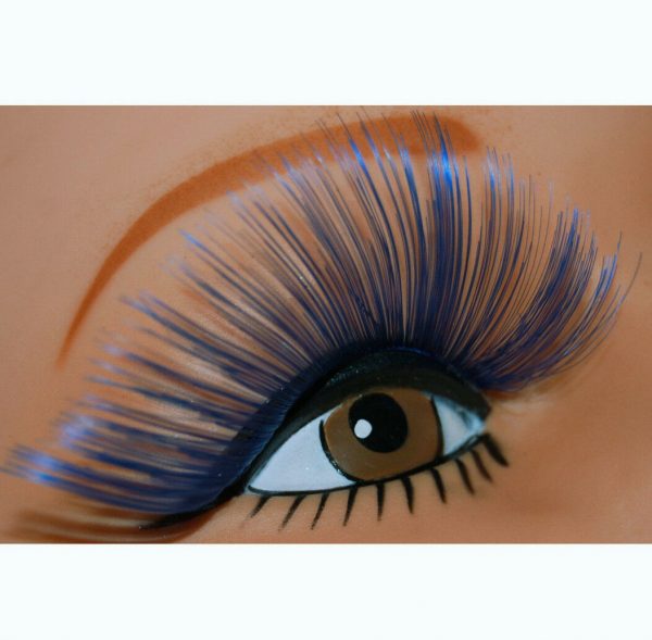 False Eyelashes Long Swish Blue Eye Lashes Mardi Gras Party Costume Accessory