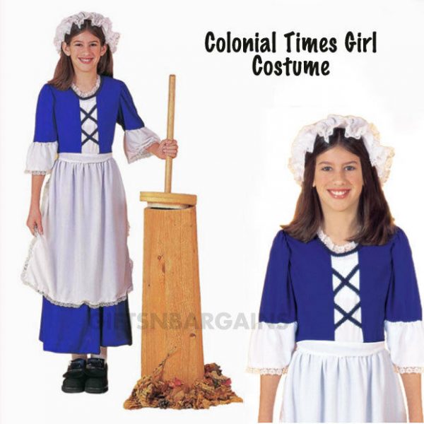 Historical Pilgrim Costume Colonial Girl Thanksgiving Victorian Maid Pioneer S