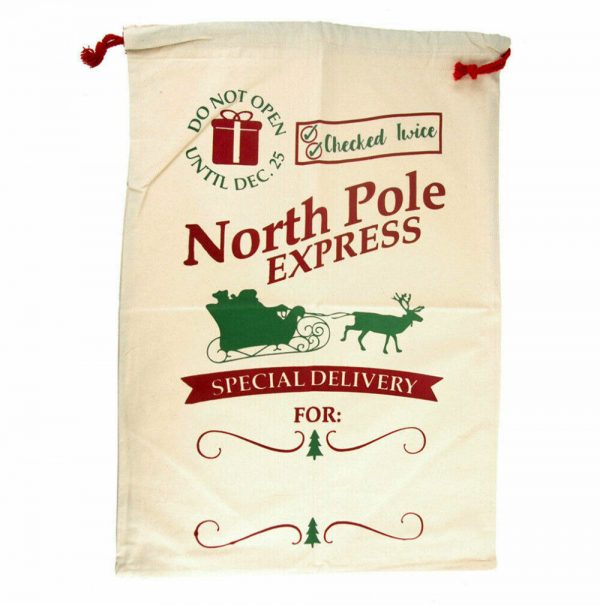 LARGE CHRISTMAS SANTA SACK STOCKING BAG XMAS PRESENT CANVAS NORTHPOLE EXPRESS - Image 3