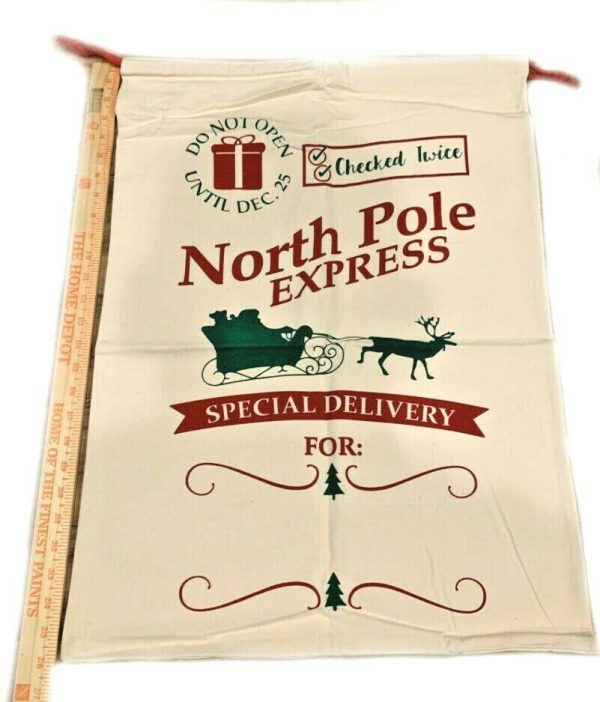 LARGE CHRISTMAS SANTA SACK STOCKING BAG XMAS PRESENT CANVAS NORTHPOLE EXPRESS - Image 4