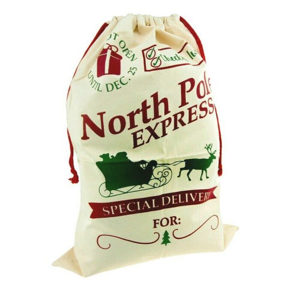 LARGE CHRISTMAS SANTA SACK STOCKING BAG XMAS PRESENT CANVAS NORTHPOLE EXPRESS - Image 5