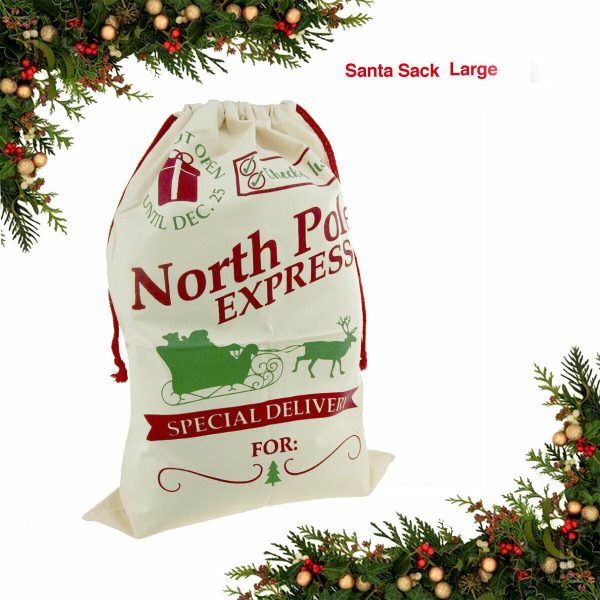 LARGE CHRISTMAS SANTA SACK STOCKING BAG XMAS PRESENT CANVAS NORTHPOLE EXPRESS