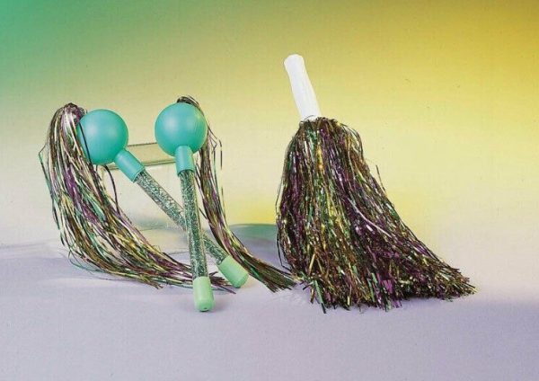 MARDI GRAS PURPLE GREEN & GOLD TINSEL POM POM BATON CHEER LEADER PARTY FESTIVE - Image 4