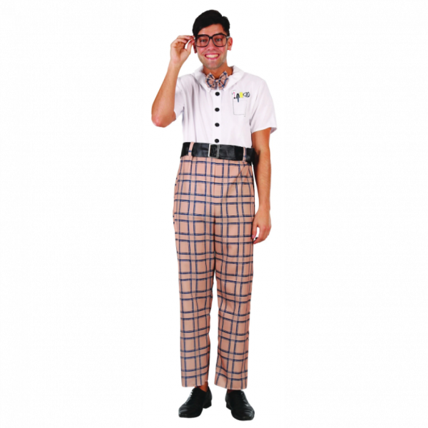 Men Classic Nerd Costume Austin Powers High School Idiot Geek Fool Funny Boy - Image 3