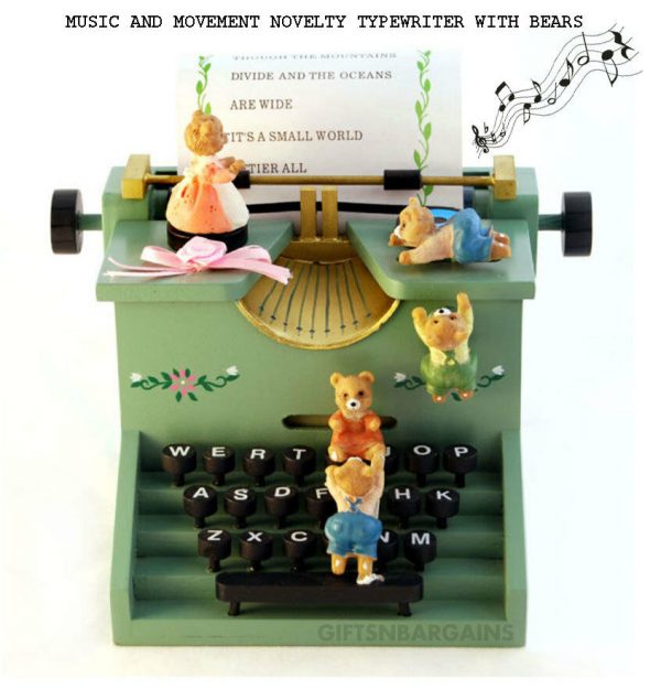 Mothers Gift Music Movement Typewriter Box Bears Novelty Wooden Women Christmas - Image 3