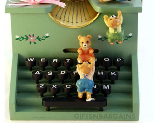 Mothers Gift Music Movement Typewriter Box Bears Novelty Wooden Women Christmas - Image 4