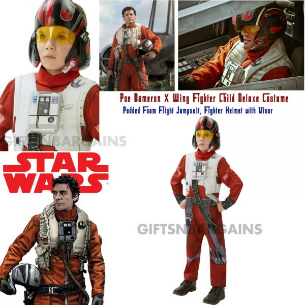 POE Boys Character Costume Dlx Star Wars Ep 7 X-Wing Fighter Pilot 7-8 yrs Kids - Image 4