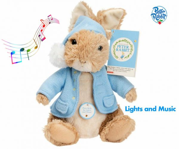 Plush Peter Rabbit Musical Bedtime Soft Toy Lights Brahms Lullaby Baby christmas