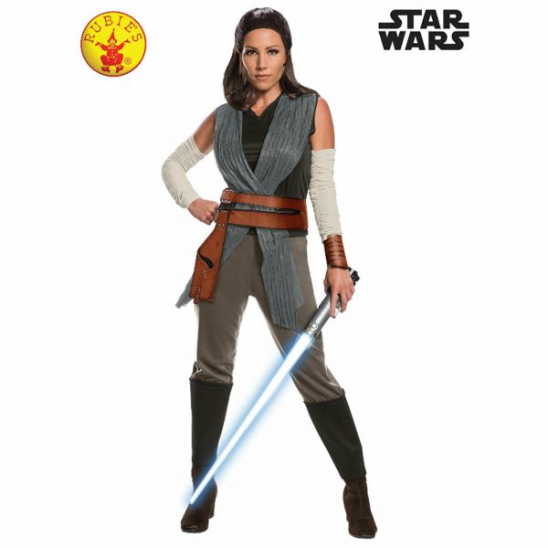 STAR WARS REY COSTUME ADULT WOMEN SCI-FI FANCY DRESS S: L JEDI LICENSED LADIES